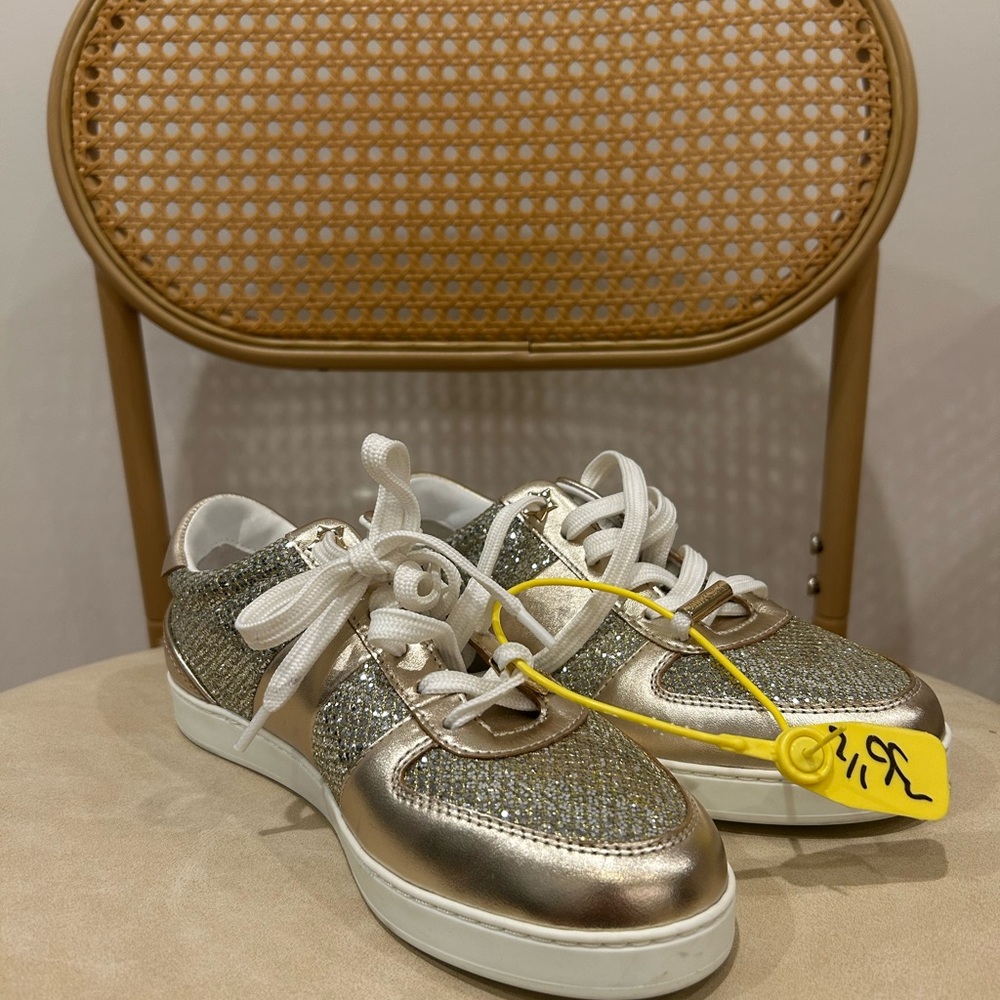 Jimmy Choo Teri Low Top Sneakers – Champagne Gold Glitter